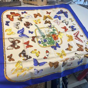 Rare FARANDOLE butterfly silk scarf by Hermes